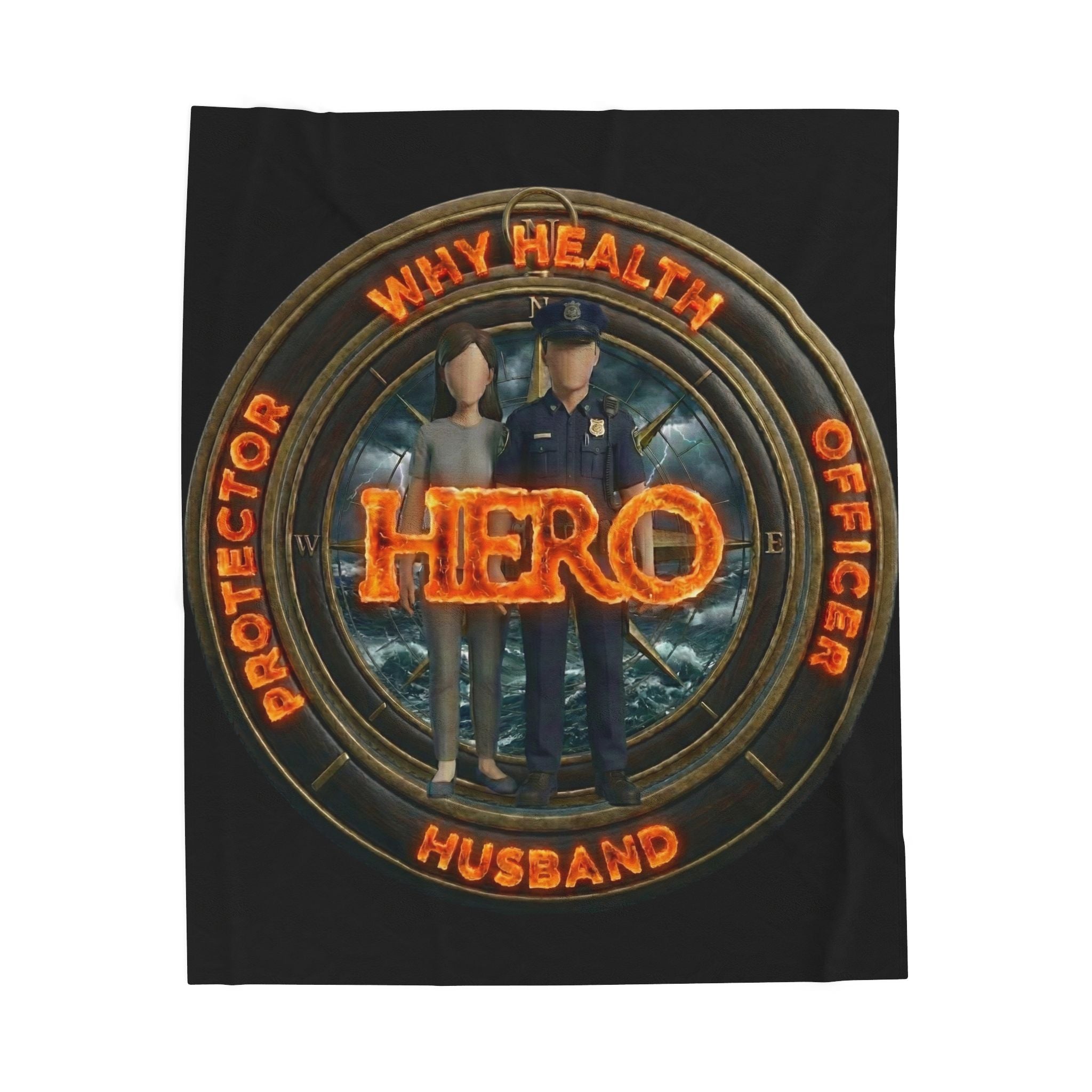Hero Protector Husband Blanket — 'Hero' Badge Design for Police & First Responders